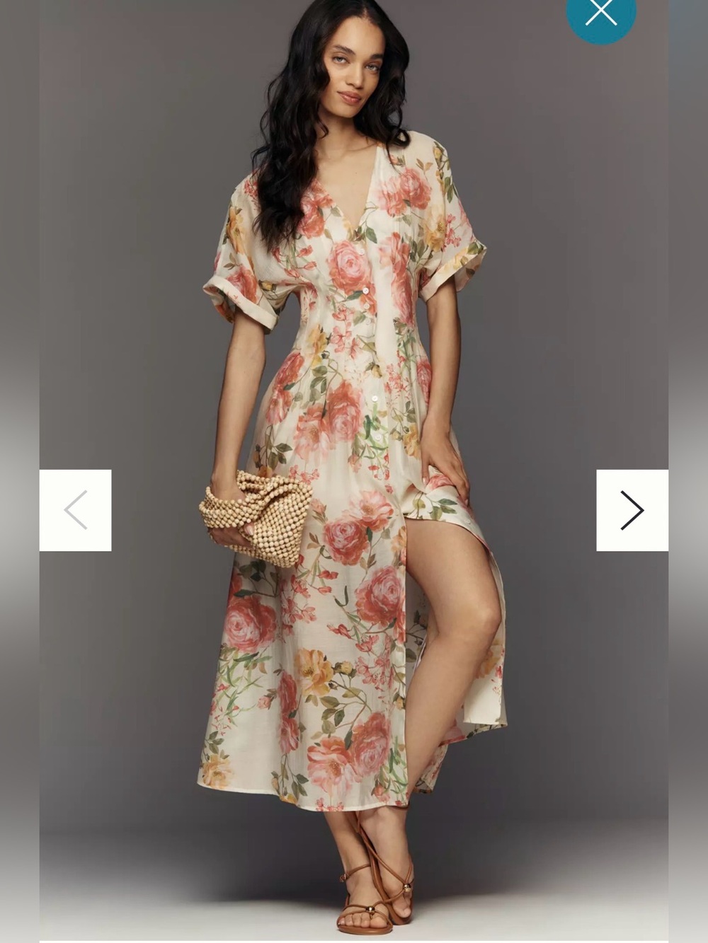 Anthropologie Exquise Tobie Maxi Dress Large Color: Ivory Floral NWT